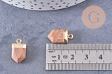 Pendentif pointe jaspe naturelle laiton doré 19mm, x1 (G7153)