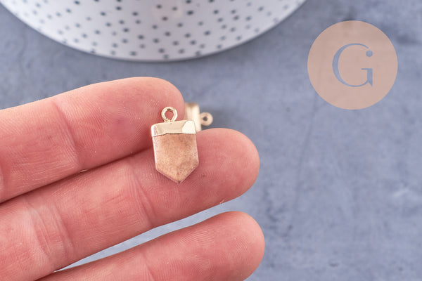 Pendentif pointe jaspe naturelle laiton doré 19mm, x1 (G7153)