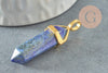 Pendentif pointe lapis lazulis naturel bleu laiton doré 37-41mm, x1 (G0904)