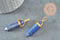 Pendentif pointe lapis lazulis naturel bleu laiton doré 37-41mm, x1 (G0904)