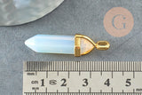 Pendentif pointe opalite opaque zamac doré 37~40mm, pendentif bijoux pierre, opalite naturelle, 37~40mm, x1 G0087