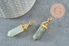 Pendentif pointe quartz vert naturel zamac doré 40mm, création bijoux pierre naturelle, x1 G2984
