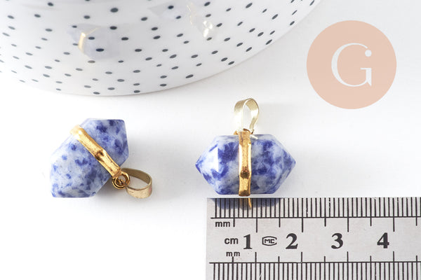 Pendentif pointe sodalite bleue,fourniture créative,pendentif bijoux, fabrication bijoux, pendentif pierre,sodalite naturelle,22mm, x1 (G1145)