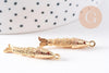 Pendentif poisson articulé laiton doré zircon 29.5mm, x1 (G10303)