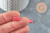 Pendentif poisson laiton brut émail rose 13.5mm, x2 (G10130)