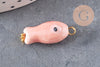 Pendentif poisson porcelaine multicolore Acier 304 inoxydable doré 25mm, x1 (G9816)