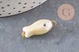 Pendentif poisson porcelaine multicolore Acier 304 inoxydable doré 25mm, x1 (G9816)