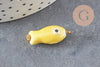 Pendentif poisson porcelaine multicolore Acier 304 inoxydable doré 25mm, x1 (G9816)