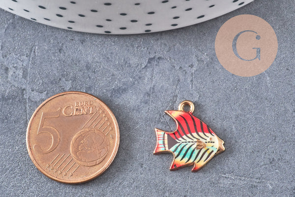 Pendentif poisson zamac doré 16.5mm, x5 (G4024)