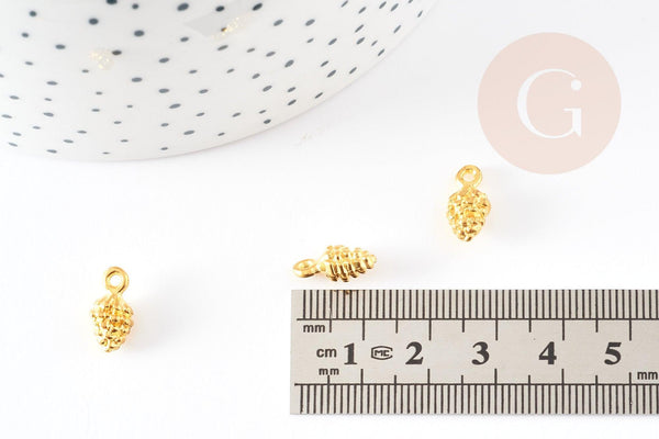 Pendentif pomme de pin zamac doré 13mm,x10 G3916