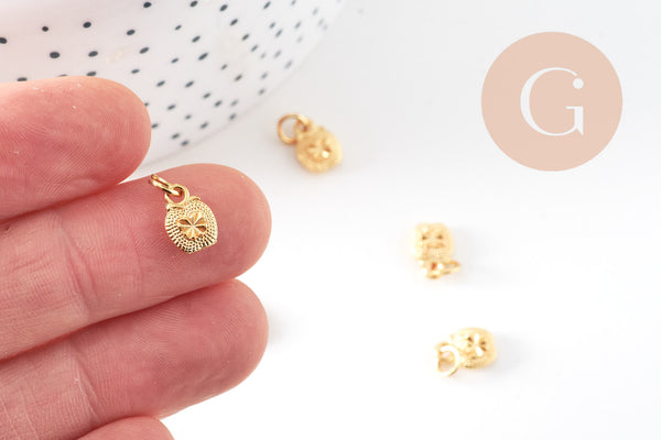 Pendentif pomme zamac doré, sans nickel, perle géométrique,9.5mm, x5 (G5677)