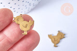 Pendentif poussin laiton brut 8mm, x2 (G6500)