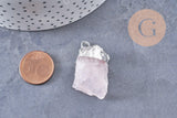 Pendentif quartz rose naturel brut 22-55mm, x1 (G0292)