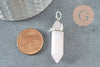 Pendentif quartz rose pointe, pierre brute, création bijoux,pendentif pierre,pendentif argenté, pierre naturelle,39mm, x1 G0556