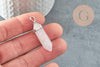 Pendentif quartz rose pointe, pierre brute, création bijoux,pendentif pierre,pendentif argenté, pierre naturelle,39mm, x1 G0556