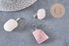 Pendentif quartz rose roulé acier platine, pendentif pierre acier inoxydable, bijou pendentif pierre naturelle,15-35mm, x1, G3942