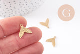 Pendentif queue de poisson acier 201 inoxydable doré 14mm, x2 (G10223)