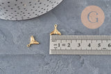 Textured mermaid tail pendant, 304 stainless steel, gold IP, 11mm, x1