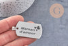Pendentif rectangle acier inoxydable 304 argenté à graver 34.5mm, x1 (G8017)