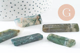 Pendentif rectangle agate mousse, perle pierre,pierre naturelle, agate naturelle, pierre rectangle, x5 G2473