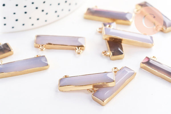 Pendentif rectangle agate naturelle grise,pendentif bijoux, pendentif agate,pendentif pierre, agate naturelle,30.5mm, x1 G6266