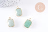 Pendentif rectangle aventurine verte naturelle laiton doré 22mm, x1 (G5627)