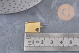 Pendentif rectangle coeur acier 304 inoxydable 304 doré à graver avec zircon 18.5mm, x1 (G11028)
