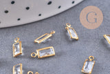 Pendentif rectangle cristal laiton brut 9mm, une délicate breloque en cristal x10 (G10220)
