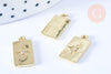 Pendentif rectangle étoile cristal blanc laiton doré 18,5mm création bijoux astro, x1 G7115