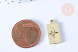 Pendentif rectangle étoile cristal blanc laiton doré 18,5mm création bijoux astro, x1 G7115