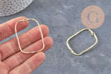Pendentif rectangle évidé zamac doré texturé 46mm, x2 (G11260)