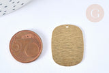 Pendentif rectangle laiton brut brossé 22mm à graver, x2 (G6921)