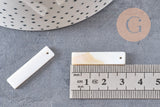 Pendentif rectangle nacre blanche naturelle 30mm, perle rectangulaire coquillage blanc, x5 G1080