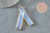 Pendentif rectangle opalite facettes laiton doré 46.5mm, pendentif pierre opale de laboratoire, x1 G2523
