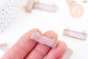 Pendentif rectangle quartz rose naturel 30.5mm,pendentif bijoux, pendentif quartz rose naturelle, x1 G5712