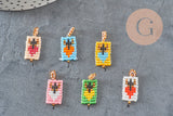 Pendentif rectangle tissage rocaille coeur sacré, x1 (G11419)-Breloques et pendentifs-Gingerlily Perles