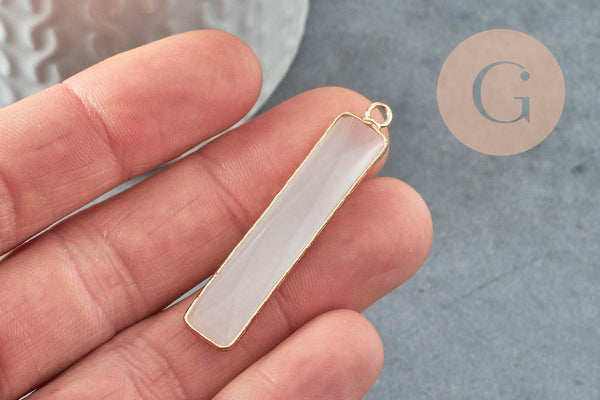 Pendentif rectangle verreoeil de chat laiton doré 46.5mm, pendentif verre création bijoux x1 G2524