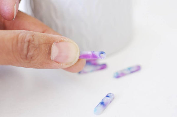 Pendentif rectangle violet bleu acétate 19.5mm, x10 (G3087)