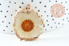 Pendentif résine fleur séchée 33mm, pendentif paquerette blanche et or, création de bijoux originaux, x1 (G5579)