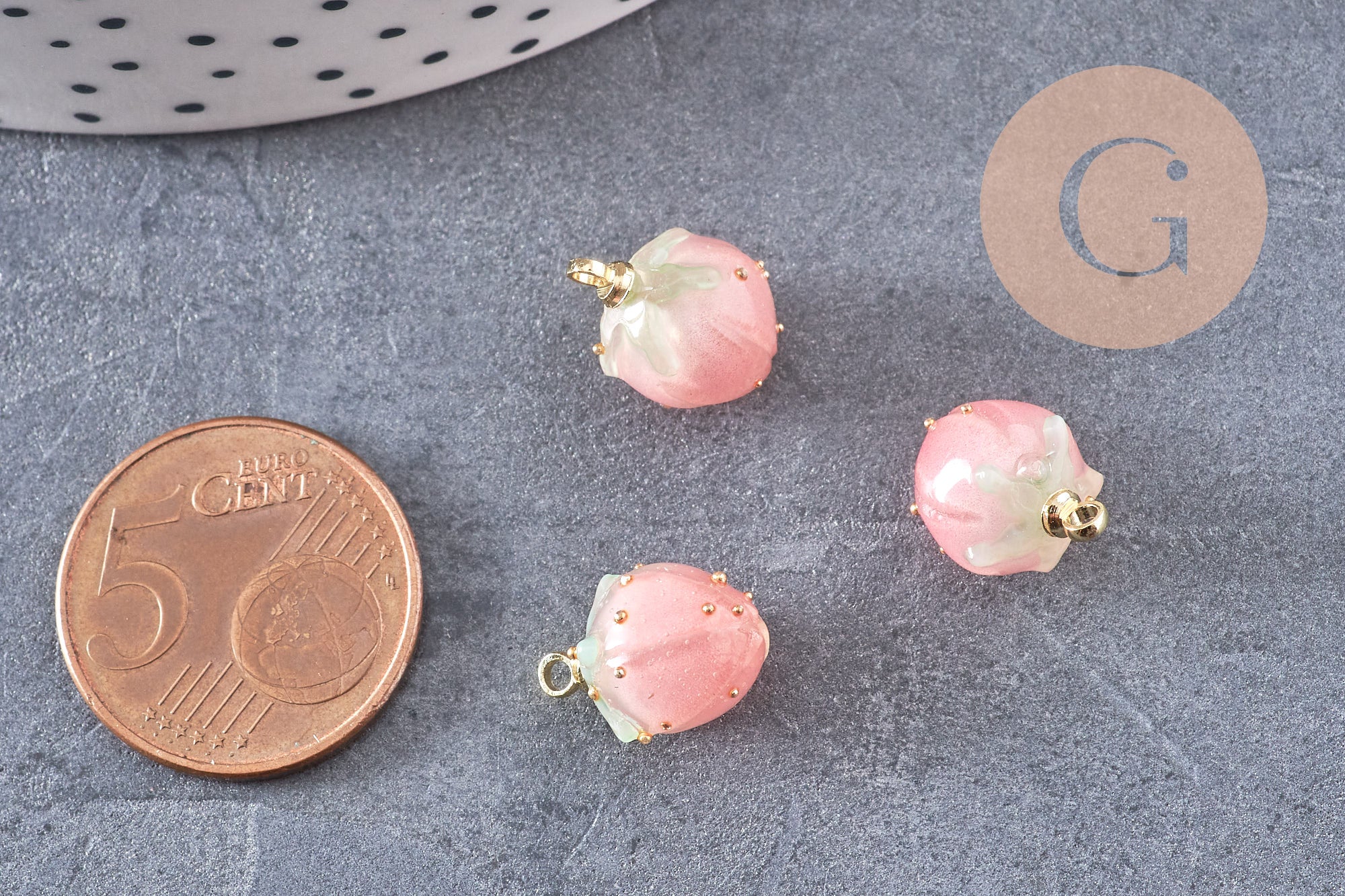 Pendentif résine fleur séchée rose rose 33mm, pendentif fleur de rose et or, création de bijoux originaux, x1 (G5697)