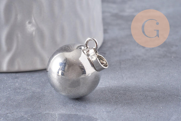 Pendentif rond Bola harmonie carillon argent platine 24mm, x1 (G5992)