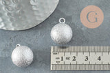 Pendentif rond Bola harmonie carillon en laiton platine sablé 22mm, x1 (G9489)
