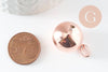 Pendentif rond Bola harmonie carillon laiton or rose 24mm, création bijoux grossesse, x1 (G9457)