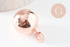 Pendentif rond Bola harmonie carillon laiton or rose 24mm, création bijoux grossesse, x1 (G9457)