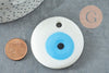 Pendentif rond Mauvais Oeil verre blanc 50mm, x1 (G9437)