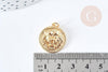 Pendentif rond Tête de Lion laiton doré 18K 22mm, fabrication bijoux fantaisie, x1 G8872