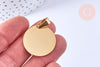 Pendentif rond acier inoxydable 304 doré à graver 25mm, x1 (G6874)