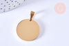 Pendentif rond acier inoxydable 304 doré à graver 25mm, x1 (G6874)