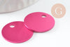 Pendentif rond aluminium rose fuchsia à graver 20mm, x1 (G10186)