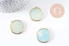 Pendentif rond amazonite naturelle laiton doré 32mm, x1 (G1832)